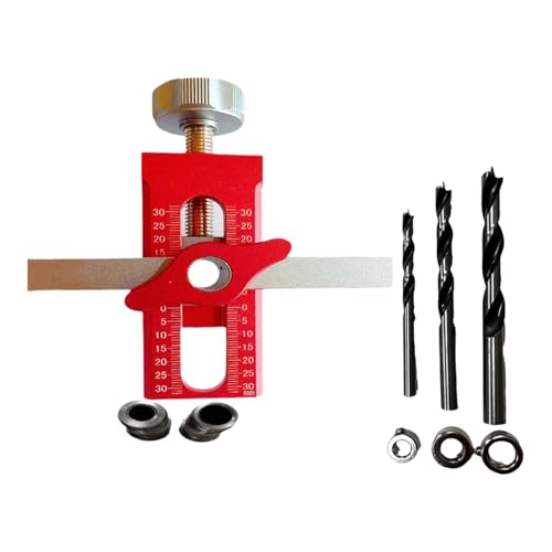 JAYIOLA Schrankmontagehilfe Als Holzbearbeitungshilfe Und Installationslehre Bohrvorrichtung Präzisionswerkzeug Aus Aluminium mit Rutschfestem Griff für Die, Rot JAYIOLA Schrankmontagehilfe Als Holzbearbeitungshilfe Und Installationslehre Bohrvorrichtung Präzisionswerkzeug Aus Aluminium mit Rutschfestem Griff für Die, Rot von JAYIOLA
