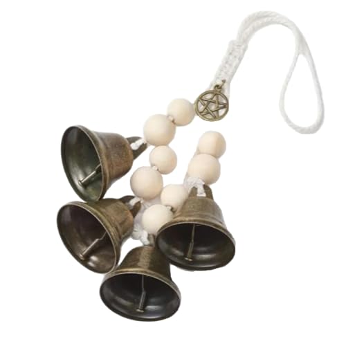 JAYIOLA Witch Bell Hängedekoration Türknaufglocke Windspiel Glocke Holzkugel Metall Vintage Flair Sanfte Töne Handwerkskunst Passend für Balkon Wohnzimmer, Stern von JAYIOLA