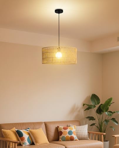 JAYNLT Rattan Lampe - Boho Pendelleuchte Esstisch, E27 Rattan Deckenlampe Hängend, Vintage Decken Hängeleuchte für Schlafzimmer Küche Wohnzimmer - Ø30cm JAYNLT Rattan Lampe - Boho Pendelleuchte Esstisch, E27 Rattan Deckenlampe Hängend, Vintage Decken Hängeleuchte für Schlafzimmer Küche Wohnzimmer - Ø30cm von JAYNLT