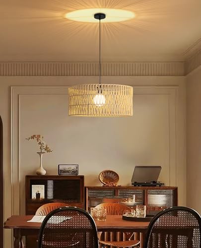 JAYNLT Rattan Lampe - Boho Pendelleuchte Esstisch, E27 Rattan Deckenlampe Hängend, Vintage Decken Hängeleuchte für Schlafzimmer Küche Wohnzimmer - Ø40cm JAYNLT Rattan Lampe - Boho Pendelleuchte Esstisch, E27 Rattan Deckenlampe Hängend, Vintage Decken Hängeleuchte für Schlafzimmer Küche Wohnzimmer - Ø40cm von JAYNLT