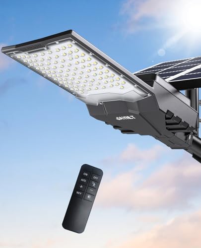 JAYNLT Solar Straßenlaterne für Außen, 6500K Solarlampen für Außen Solarleuchten Dämmerung bis zum Morgengrauen, IP68 Wasserdichte Solarstrahler für Gärten Garage von JAYNLT