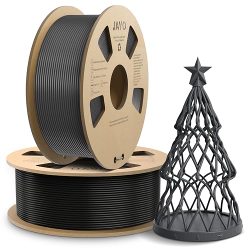 JAYO AntiString PLA Filament 1.75mm, APLA 3D Drucker Filament für Schnelles Drucken, Weniger Fädenziehen, PLA 1.75mm Maßgenauigkeit +/- 0.02mm, 1.1KG Spule, 2 Pack, Total 2.2KG, Schwarz+Grau von JAYO