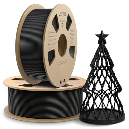 JAYO AntiString PLA Filament 1.75mm, APLA 3D Drucker Filament für Schnelles Drucken, Weniger Fädenziehen, PLA 1.75mm Maßgenauigkeit +/- 0.02mm, 1.1KG Spule, 2 Pack, Total 2.2KG, Schwarz+Schwarz von JAYO