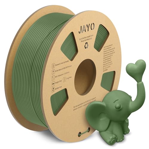 JAYO Matte PLA Filament 1.75mm, 3D Drucker Filament PLA Matte 1.1KG, Neatly Wound Filament, Maßgenauigkeit +/- 0.03 mm, 1.1 KG Spule(2.42 LBS), 363 Meters, PLA Matte Olivgrün von JAYO