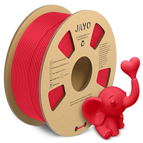 JAYO Matte PLA Filament 1.75mm, 3D Drucker Filament PLA Matte 1.1KG, Neatly Wound Filament, Maßgenauigkeit +/- 0.03 mm, 1.1 KG Spule(2.42 LBS), 363 Meters, PLA Matte Rot von JAYO