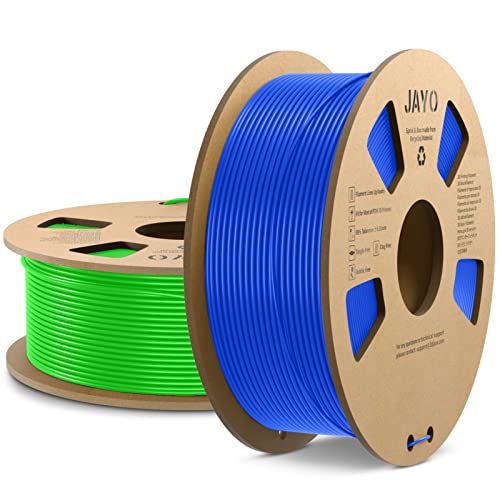 PETG Filament 1.75mm, JAYO 3D Drucker Filament PETG, Neatly Wound Filament, Maßgenauigkeit +/- 0.02mm, 1.1 kg Spule(2.42 LBS), 2 Packs, PETG Blau+Grün von JAYO