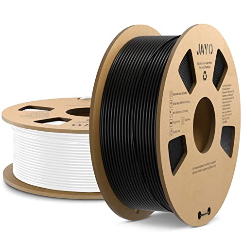 PETG Filament 1.75mm, JAYO 3D Drucker Filament PETG, Neatly Wound Filament, Maßgenauigkeit +/- 0.02mm, 1.1 kg Spule(2.42 LBS), 2 Packs, PETG Schwarz+Weiß von JAYO