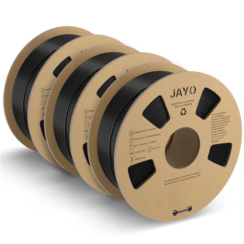 JAYO PLA+ Filament 1.75mm, 3D Drucker Filament PLA Plus 3.3kg, Maßgenauigkeit +/- 0.02, 3 Spulen PLA+ Schwarz von JAYO