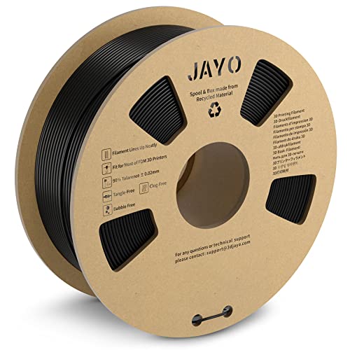 JAYO PLA+ Filament 1.75mm, PLA Plus 3D Drucker Filament 1.1kg Spulen, Neatly Wound Filament, Maßgenauigkeit +/- 0,02, Zähigkeit PLA+ Schwarz von JAYO