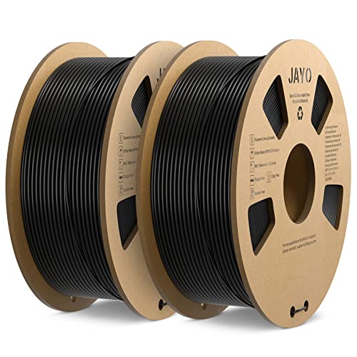 JAYO PLA Filament 1.75mm, PLA 3D Drucker Filament, Maßgenauigkeit +/- 0.02mm, 1.1KG Spool, 2 Pack, PLA 2.2KG, Schwarz+Schwarz von JAYO