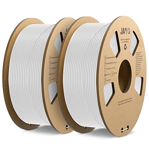 JAYO PLA Filament 1.75mm, PLA 3D Drucker Filament, Maßgenauigkeit +/- 0.02mm, 1.1KG Spool, 2 Pack, PLA 2.2KG, Weiß+Weiß von JAYO