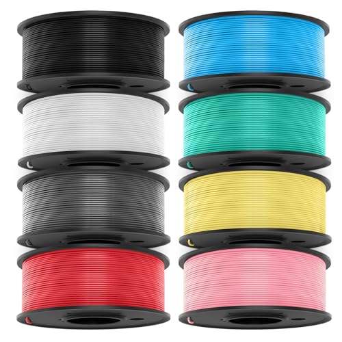 JAYO PLA Meta Filament 1.75mm, PLA 3D Drucker Filament Bundle Multicolor, 250g Spule, 8 Packs, Total 2kg von JAYO