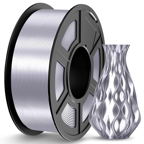 JAYO PLA Silk Filament 1.75mm, Shiny PLA 3D Drucker Filament, 1.1kg Spulen, Neatly Wound Filament, Maßgenauigkeit +/- 0.02, Silk PLA Silber von JAYO