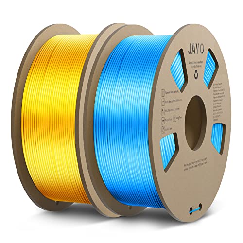 JAYO PLA Silk Filament 1.75mm, Shiny PLA 3D Drucker Filament 2.2kg, Neatly Wound Filament, Maßgenauigkeit +/- 0.02, 2 Spulen PLA+ Gold+Blau von JAYO