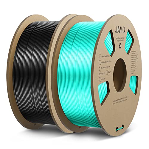 JAYO PLA Silk Filament 1.75mm, Shiny PLA 3D Drucker Filament 2.2kg, Neatly Wound Filament, Maßgenauigkeit +/- 0.02, 2 Spulen PLA+ Schwarz+Grün von JAYO