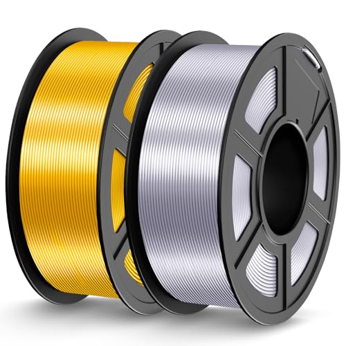 JAYO PLA Silk Filament 1.75mm, Shiny 3D Drucker Filament 2.2kg, Neatly Wound, Maßgenauigkeit +/- 0.02, 2 Spulen PLA+ Silber+Gold von JAYO