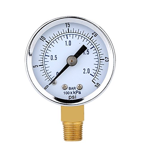 JAYU 0~30 0~2bar Mini Dial Manometer Kompressor Meter Hydraulikdruckmesser Gage Doppelskala Schwarz von JAYU