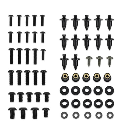 JAYWIS Karosserieschrauben Motorradschraubenschraube Für H&onda Für CBR1000RR 2006 2007 Verkleidungsschraubensatz Karosserieschrauben Windschutzscheiben-Schnellmuttern Schraubensatz(SCHWARZ) von JAYWIS