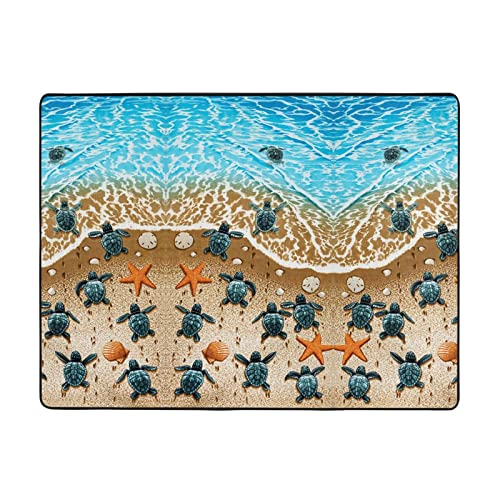 JAYWIS Teppich, Motiv: Schildkröten am Strand, rutschfest, für Wohnzimmer, traditioneller Teppich, 160 x 122 cm von JAYWIS