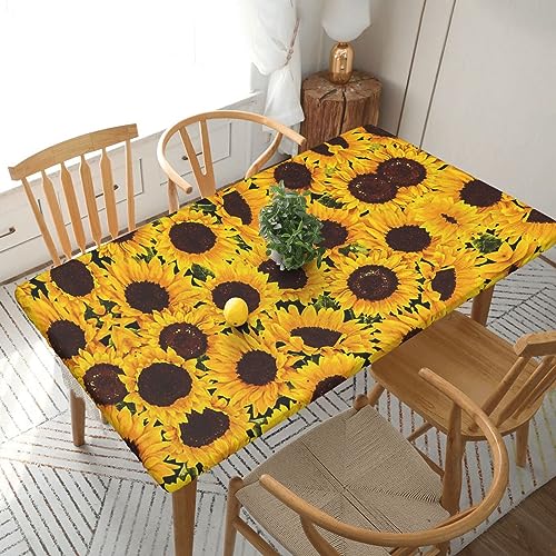 JAYWIS Tischdecke mit gelbem Sonnenblumen-Druck, elastischer Rand, rechteckig, wasserdicht und abwischbar, Tischdecke für drinnen und draußen, Terrasse, Picknick JAYWIS Tischdecke mit gelbem Sonnenblumen-Druck, elastischer Rand, rechteckig, wasserdicht und abwischbar, Tischdecke für drinnen und draußen, Terrasse, Picknick von JAYWIS