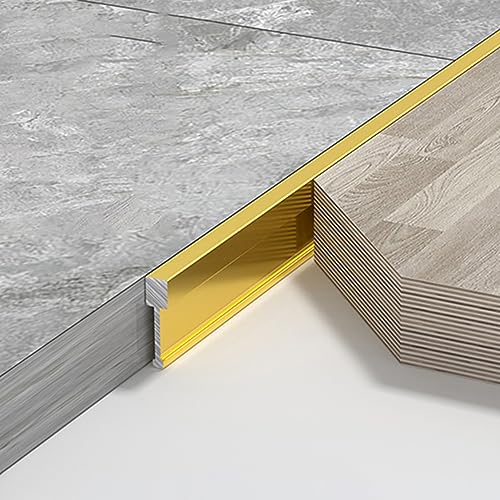 JAYWIS Übergangsprofil Extra Schmale Übergangsleiste Zwischen Laminat/Fliesen/Holz, Brückenabdeckleiste aus Aluminiumlegierung, Zuschneidbarer Fugenfüller auf dem Angrenzenden Boden (Color : Gold) von JAYWIS
