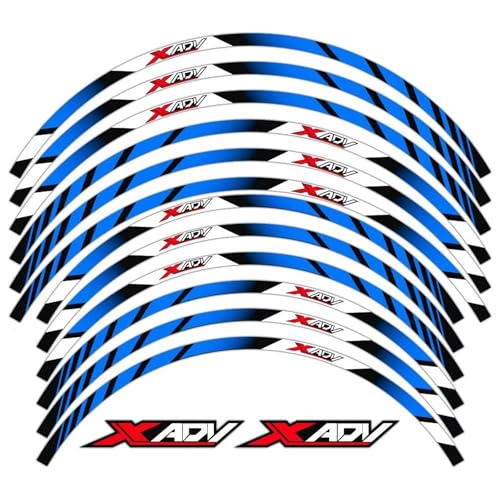 Motorradaufkleber Motorrad-Radaufkleber 17″15″ Für XADV X-ADV X ADV 750 350 Adventure, Reflektierende Felgenstreifen, Reifenaufkleber Felgenrandaufkleber(BLAU) von JAYWIS