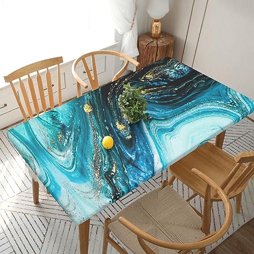 Tischdecke mit elastischem Rand, rechteckiger Tisch, wasserdicht und abwischbar, für Innen- und Außenbereich, Terrasse, Picknick, Steinblau / goldfarben Tischdecke mit elastischem Rand, rechteckiger Tisch, wasserdicht und abwischbar, für Innen- und Außenbereich, Terrasse, Picknick, Steinblau / goldfarben von JAYWIS