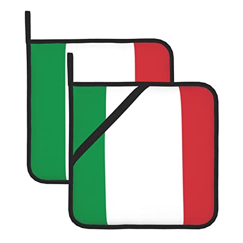 Topflappen mit Italien-Flaggenaufdruck, 20,3 cm, für Backofen, Mikrowelle, Grillen, Handhabung, heiße Pfanne, Küche, Kochen und Backen, 2 Stück von JAYWIS