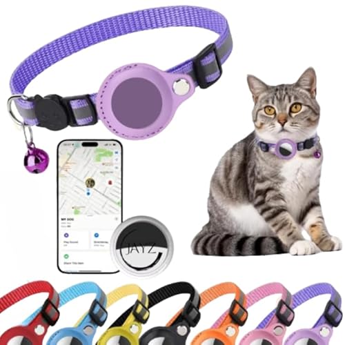 JAYZ Katzenhalsband + Tracker/Ortungsgerät, Bluetooth, ohne Vertrag, für Apple iOS/Android/kompatibel mit Apple Airtag, Sicherheit gegen Würgen für Kätzchen, Katzen von JAYZ