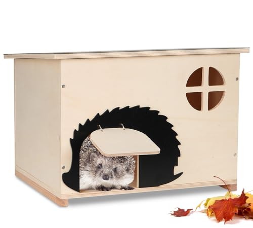 JAZUIHA Igelhaus mit Rattenklappe und Labyrintheingang Winterfest, Igelhotel Groß mit Boden 37 x 30 x 28 cm, Holz Igelhütte für Igel zum Unterschlupf & Winterschlaf JAZUIHA Igelhaus mit Rattenklappe und Labyrintheingang Winterfest, Igelhotel Groß mit Boden 37 x 30 x 28 cm, Holz Igelhütte für Igel zum Unterschlupf & Winterschlaf von JAZUIHA