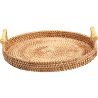 11 Zoll Geflochtenes Rattan-Rundtablett Für Couchtisch von JArtStop