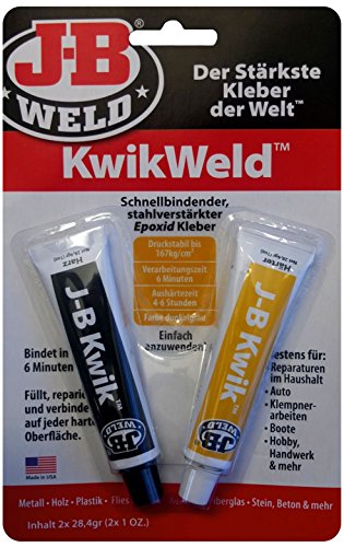 JB Weld 8276-DEU KwikWeld - schnellbindender, stahlverstärkter 2-Komponenten Epoxid-Kleber, bindet in 6 Minuten von J-B Weld