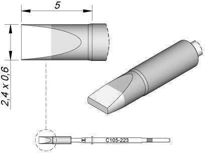 JBC Lötspitze Serie C105, Meißelform, C105223/2,4 x 0,6 mm, gerade, High Thermal C105223 (Entloetkartusche Entloetpatrone Entloetspitze Entlötkartusche Entlötpatrone Entlötspitze Loetkartusche) von JBC