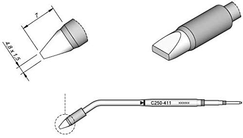 JBC Lötspitze Serie C250, Meißelform, C250411/4,8 x 1,5 mm, gerade C250411 (2500 AL-2500 AL250 Loetkartusche Loetpatrone Loetspitze Lötkartusche Lötpatrone) von JBC