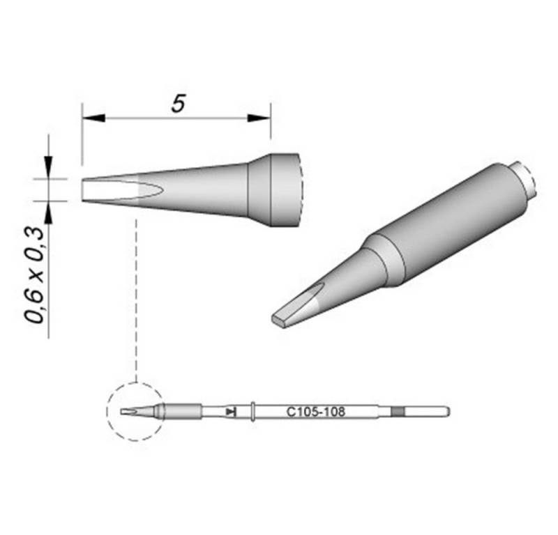 JBC Lötkolben JBC Tools C115108 Lötspitze Meißelform, gerade Spitzen-Größe 0.3 mm I, C115108 von JBC