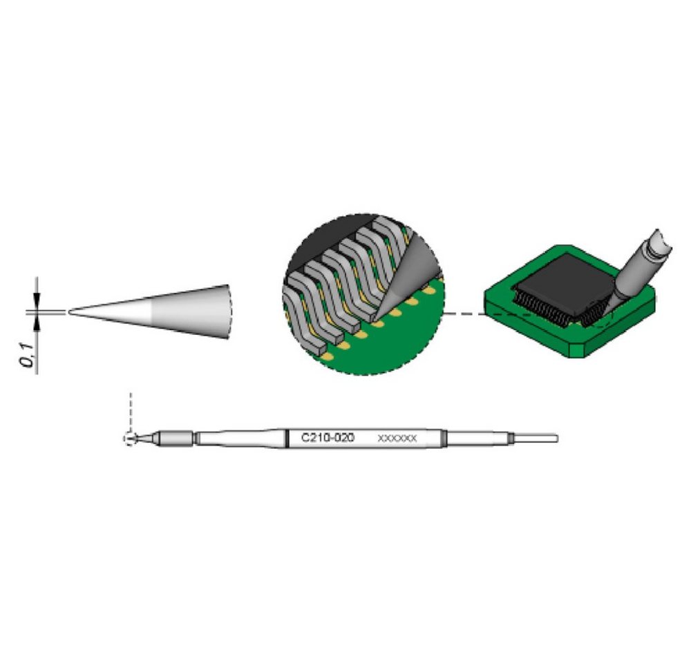 JBC Lötkolben JBC Tools C210020 Lötspitze Rundform, gerade Spitzen-Größe 0.1 mm Inh, C210020 von JBC