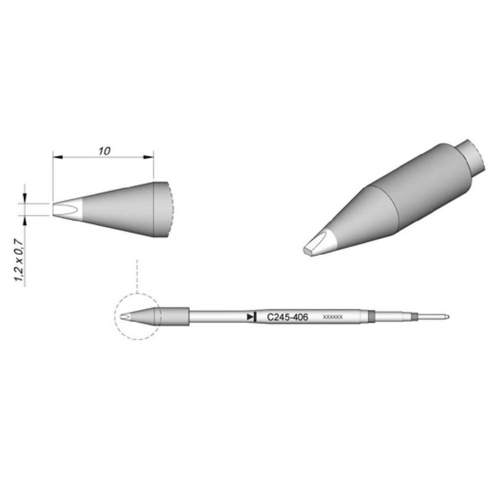 JBC Tools Lötkolben JBC Tools C245406 Lötspitze Meißelform, gerade Spitzen-Größe 0.7 mm I, C245406 von JBC Tools