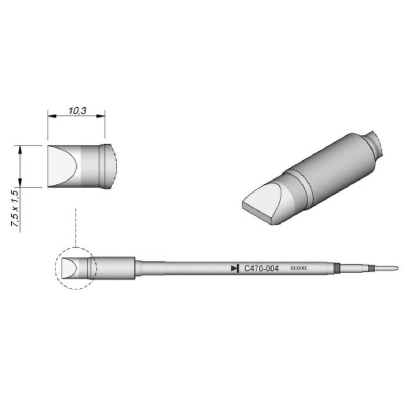 JBC Lötkolben JBC Tools C470004 Lötspitze Meißelform, gerade Spitzen-Größe 1.5 mm I, C470004 von JBC