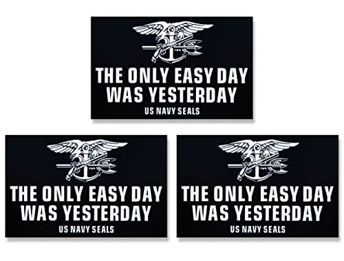 JBCD US Navy Seals Flagge Magnet Aufkleber The Only Easy Day was Yesterday – für Auto SUV LKW (3 Stück, 7,6 x 12,7 cm) von JBCD