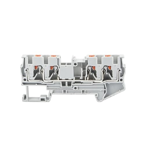 10 Stück DIN-Schienenklemmenblock PT4-QUATTRO 4 Leiter Push-In-Feder Schraubenlose Durchführung durch Klemmenleisten Blockdrahtleiter(Gray) von JBGBAL