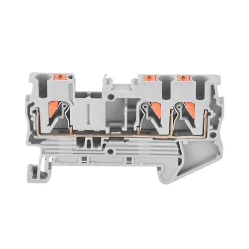 10 Stück PT 2,5-Twin Din Rail Terminal Block 3 Leiter Push-In-Feder Schraubenlose Durchführung durch Drahtleiter-Drahtverbinder(GRAY) von JBGBAL