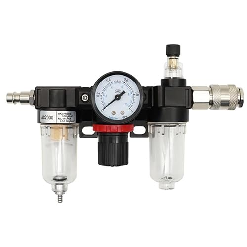 AC2000 Druckregler Manometer 1/4 "Luftkompressorfilter Ölfeuchtigkeitsabscheider for Wasserfilter Entfeuchtung(AC2000-C Fitting) von JBGBAL