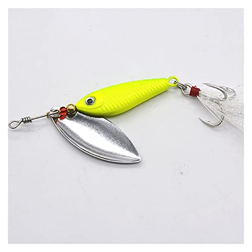 JBIVWW 1Pcs 8/11/20g Rotierenden Metall Vibration Köder Spinner Löffel Fischerei Lockt Jigs Trout Winter Angeln Harte Köder Anzugehen (Color : Yellow, Size : 20g) von JBIVWW