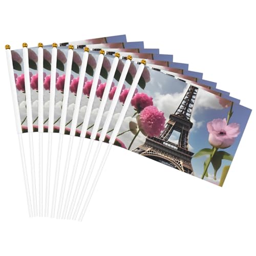 Blume Paris Eiffeltürme Druck Handflaggen Vielseitige Flaggen Party Parade Feier Urlaub Hochzeit Home Decor von JBJGKHLP