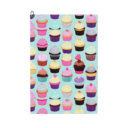 JBJGKHLP Cupcake-Muster, bedruckt, atmungsaktiv, Golf-Handtuch, leicht, tragbar, Handtücher, Strand, Reisen, Outdoor-Aktivitäten von JBJGKHLP