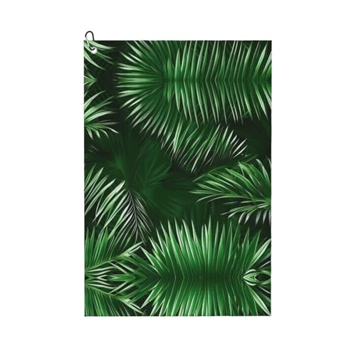 JBJGKHLP Grüne Palmenblätter, tropische Pflanzen, bedruckt, atmungsaktiv, Golf-Handtuch, leicht, tragbar, Handtücher, Strand, Reisen, Outdoor-Aktivitäten von JBJGKHLP