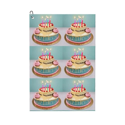 JBJGKHLP Happy Birthday Big Cake Print atmungsaktives Golf-Handtuch, leicht, tragbar, Handtücher, Strand, Reisen, Outdoor-Aktivitäten von JBJGKHLP
