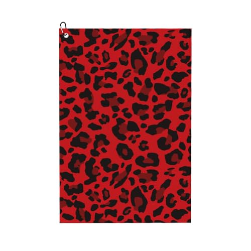 JBJGKHLP Rotes Leopardenmuster, atmungsaktiv, Golf-Handtuch, leicht, tragbar, Handtücher, Strand, Reisen, Outdoor-Aktivitäten von JBJGKHLP