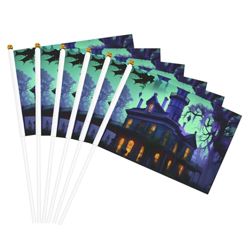 Schwarze Haunted Mansion Print Handflaggen Vielseitige Flaggen Party Parade Feier Urlaub Hochzeit Heimdekoration von JBJGKHLP