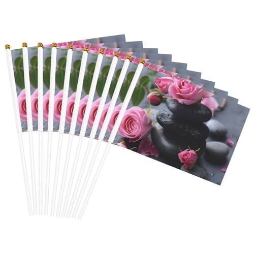 Spa Stein und Rose Blumen Druck Handflaggen Vielseitige Flaggen Party Parade Feier Urlaub Hochzeit Home Decor von JBJGKHLP
